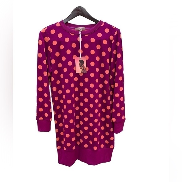 VICTOR Glemaud Target POLKA DOT LONG SLEEVE MINI SWEATER DRESS PINK Sz XS NWT - Picture 4 of 11